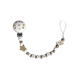 Nuggikette Holz Feder gold